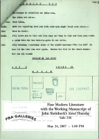 Sale 356: Fine Modern Literature, with the Working Manuscript of John Steinbeck's Sweet Thursday