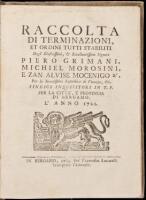 Raccolta di Terminazioni ed Ordini Inquisitorial e Decreti Diversi Stabiliti per la Citta', e Territorio di Bergamo