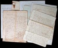 Small archive of manuscript legal abstracts and documents relating the suit of James Perry, administrator of the estate of Stephen F. Austin, against Sam Houston and the Republic of Texas, regarding title to land, including documents relating to the found