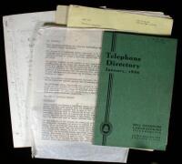 Archive of Howard Hughes related material, with W.A. Woods&rsquo; hand-drawn schematics, hand-written and typed notes, various typed discussions and Woods&rsquo; own 1936 Bell Telephone directory