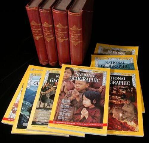 Large set of the National Geographical Society Magazines: An Illustrated Monthly, many bound in hardcover, most are the original individual magazines