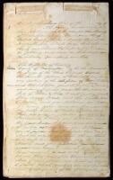 Manuscript court record and transcript in the case of Robert A. Clow, surviving partner in the firm of Martin & Chow, against Samuel Patterson, for selling and profiting from the goods of the defunct firm
