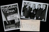 Autograph postcard signed by Chick Evans to Col. R. Otto Probst and 6 photographs of Probst and his Golf Library on display