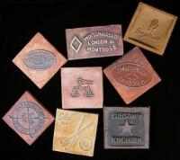 Set of 14 ceramic tiles of various golfing trademarks and maker marks