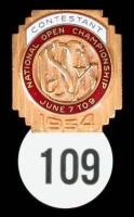 Official USGA contestant badge from the 1934 National Open Championship