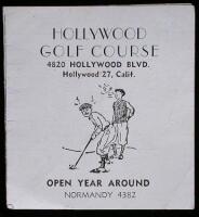 1920's scorecard for the Hollywood Golf Course