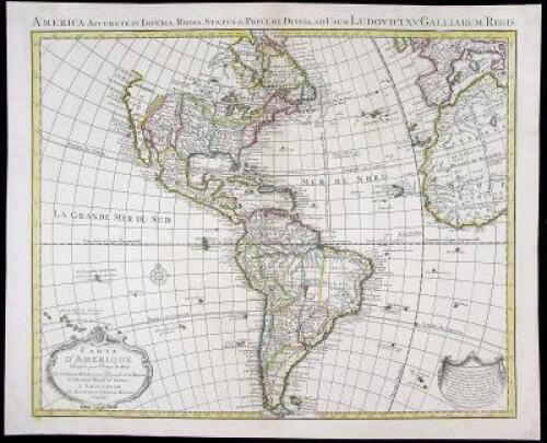 Carte d'Amerique, dress&eacute;e pour l'usage du Roy. Par Guillaume Delisle premier G&eacute;ographe de Sa Majest&eacute; de l'Academie Royale des Sciences