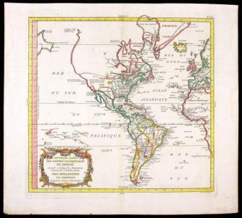 Nouvelle Carte des Parties Occidentales du Monde Servant &agrave; indiquer les Navigations D&eacute;couvertes et Establissements des Hollandois en Amerique Suivant les derniers observations