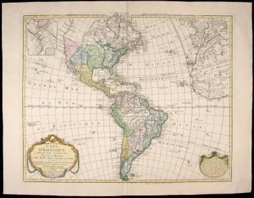 Carte d'Am&eacute;rique, Dress&eacute;e pour Instruction, Par Guil. Delisle et Phil. Buache, Premiers Geographes de l'Academie des Sciences. Nouvellement Revue, Augment&eacute;e et Assujetie aux Nles. Observations Astronomiques de Mrs. de l'Academie des Sciences. Par Dezauche