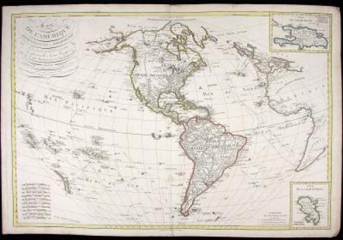 Carte de l'Am&eacute;rique Septentrionale et M&eacute;ridionale ou se trouvent les D&eacute;couvertes de Cook Mackenzie et Vancouver