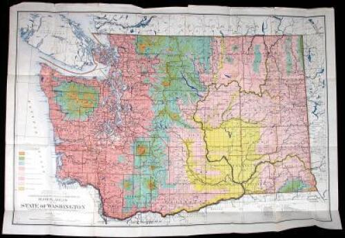 Lot of 14 charts of Oregon and Washington coastal areas, plus one color map from the General Land Office