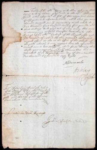 Document signed by three ministers of Charles II