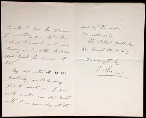 Autograph letter signed to L.L. Bras of the Hamburg American Line