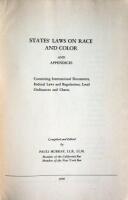 States' Laws on Race and Color and Appendices. Containing International Documents, Federal Laws and Regulations, Local Ordinances and Charts