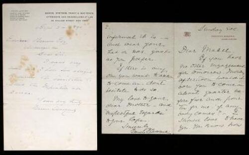 Two A.L.s, one from Grover Cleveland, one from Frances Cleveland