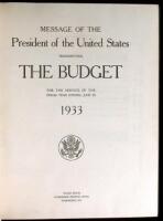 Message of the President of the United States Transmitting the Budget for the Service of the Fiscal Year Ending June 30, 1933