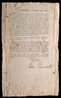 Printed Document, signed by Randolph as Governor of Virginia