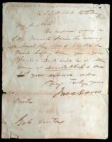 Autograph Letter, signed by Davis, being a invitation for Houston to come aboard the U.S.S. Flirt