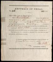 Partially printed document signed by Poe as Paymaster General of the Republic of Texas