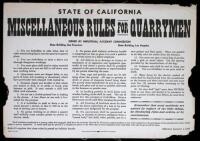 Miscellaneous Rules for Quarrymen issued by Industrial Accident Commission