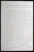 Manuscript court document regarding cattle “running wild on the Brazos,” with the brands and marks of Wm. H. White, deceased