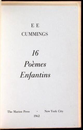 16 Po&egrave;mes Enfantins