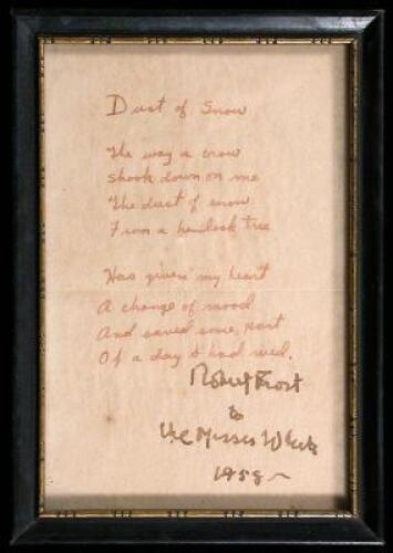 ''Dust of Snow'' hand-written poem