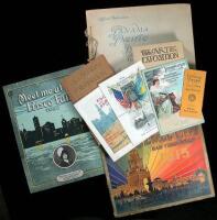 Large Panama-Pacific International Exposition archive, including 13 hardcover books, 19 wrapper-bound booklets, plus other assorted paper items