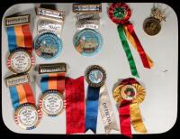 Collection of 9 official badges from the Pan-Pacific Int'l Expo.