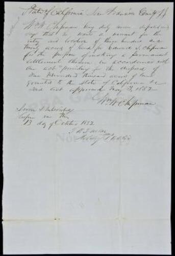 Autograph Document Signed - 1852 Founder of Alameda