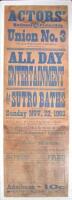 Actors' National Protective Union No. 3 of San Francisco, California, will give an All Day Entertainment at Sutro Baths, Sunday Nov. 22, 1903, Replete with All Manner of Aerial Acts, Athletic Exhibitions, Feats of Strength, Boxing, Wrestling, etc....