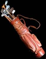 1930's Spalding Caddie Bag with set of 18 Golf Clubs