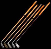 Putters - set of 5 wood-shafted iron putters