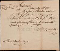 Manuscript Document Signed by Charles Biddle as Vice President of the Supreme Executive Council of Pennsylvania, presided over by Benjamin Franklin, offering aid to Chinese sailors in U.S.