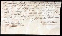 Manuscript receipt to Gen. William Clark for freight charges on furs, signed by Henry M. Shreve and Samuel Solomon