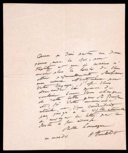Two 1-page autograph letters signed by Alexander von Humboldt, plus a special commemorative postage envelope of Humboldt