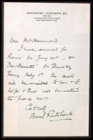 Autograph letter signed by Basil Rathbone