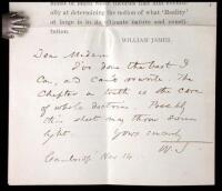 The Letters of William James, plus an autograph letter signed, laid in