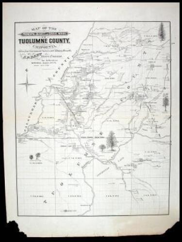 Map of the Principal Quartz and Gravel Mines in Tuolumne County, California. Taken from Government Surveys and Mining Records. By J.P. Dart, Mining Engineer. Scale - One Mile to One Inch. Sonora, August, 1879