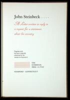 John Steinbeck...A Letter written in reply to a request for a statement about his ancestry