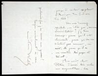 Autograph Letter, signed by French novelist Colette