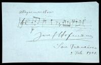 Autograph quotation, one bar of music, signed by Hofmann