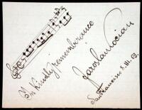 Autograph quotation, with a bar of music, signed by Kocian