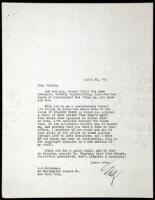 Typed Letter, signed by S. J. Perelman to literary agent H. N. Swanson