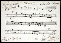 Autograph quotation, 4 bars of music, signed twice by Reinecke