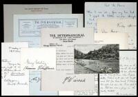 Autograph poem signed by Sterling, plus a postcard, letters to him, etc.