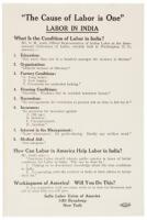 India Labor Union of America - “The Cause of Labor is One” - 1919