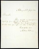 Autograph Letter, signed by Fillmore, to an unnamed recipient