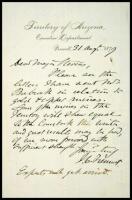 Autograph Letter, signed by Frémont, to a Major Stevens