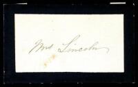 Card signed by Mary Todd Lincoln